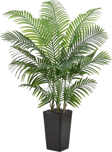 شجرة النخيل الاصطناعية نبات الحرير الاصطناعي شجرة وهمية مع زارع طويل القامة الأبيض نبات الأريكا الاستوائية فو في وعاء (1، زارع أبيض طويل القامة، 6 قدم) in Kuwait