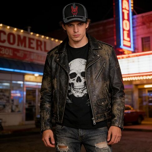 Rock On Hand Sign Embroidered Baseball Cap Adjustable Cotton Dad Hat Rock & Roll Music Lover Gift Black in Saudi Arabia