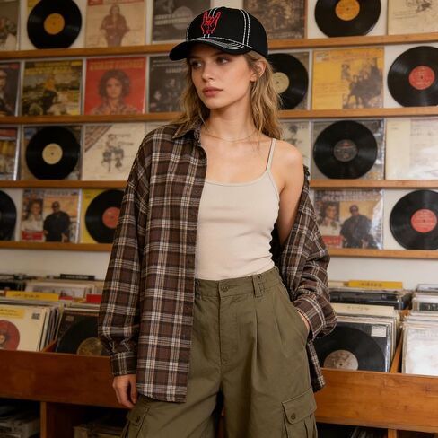 Rock On Hand Sign Embroidered Baseball Cap Adjustable Cotton Dad Hat Rock & Roll Music Lover Gift Black in Saudi Arabia