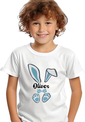 Matching Easter Shirts for Kids, Custom Funny Bunny Design with Name for Girls & Boys, Cute Easter Gifts for Siblings, Personalized Cousin Crew Rabbit Tshirts for Toddler in Kuwait