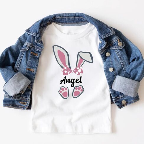 Matching Easter Shirts for Kids, Custom Funny Bunny Design with Name for Girls & Boys, Cute Easter Gifts for Siblings, Personalized Cousin Crew Rabbit Tshirts for Toddler in Kuwait
