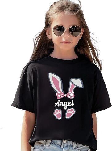 Matching Easter Shirts for Kids, Custom Funny Bunny Design with Name for Girls & Boys, Cute Easter Gifts for Siblings, Personalized Cousin Crew Rabbit Tshirts for Toddler in Kuwait