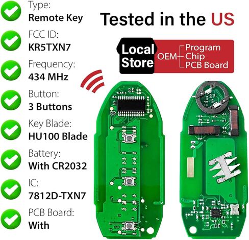Replacement for 2019 2020 Nissan Pathfinder Murano Titan Key Fob Remote Control KR5TXN7 3 Buttons 434MHz in Saudi Arabia