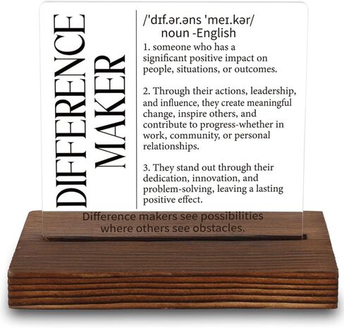 Difference Maker Definition Sign, Inspirational Gift for Leader Mentor Teacher Coach, Appreciation Plaque 4x4 Inch Acrylic Desk Decor,LYY91 in Saudi Arabia