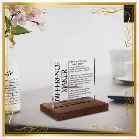 Difference Maker Definition Sign, Inspirational Gift for Leader Mentor Teacher Coach, Appreciation Plaque 4x4 Inch Acrylic Desk Decor,LYY91 in Saudi Arabia