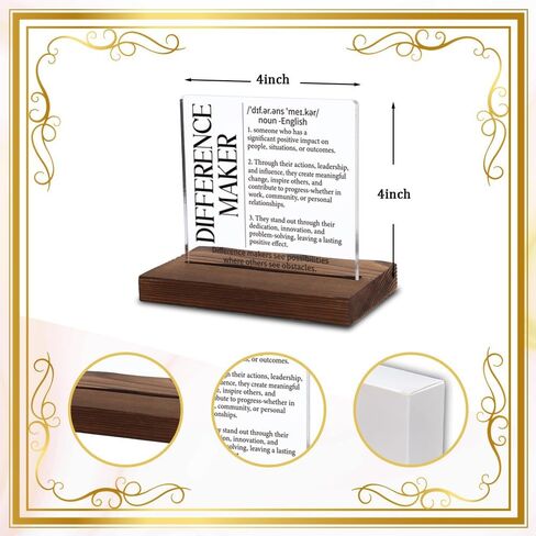 Difference Maker Definition Sign, Inspirational Gift for Leader Mentor Teacher Coach, Appreciation Plaque 4x4 Inch Acrylic Desk Decor,LYY91 in Saudi Arabia