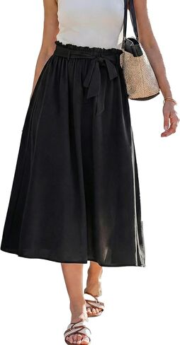 CUPSHE Women's Self Tie Knot Midi Skirts Flowy A Line Long Skirts Holiday in Saudi Arabia
