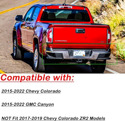 مجموعة المصد الخلفي من الفولاذ لـ 2015-2022 Chevy Colorado & 2015-2022 GMC Canyon بدون فتحات مستشعر بارك استبدال المصد الخلفي من الكروم لGM1103180، مع أقواس الوسادات وأضواء لوحة الترخيص in Kuwait