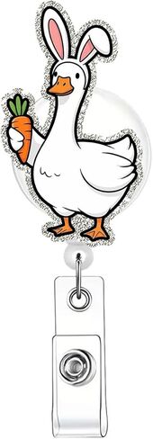 Funny Easter Goose Retractable Badge Reel ID Tag, with Alligator Clip,24in Nylon Cord, Nurse Office Employee Name Badge in Saudi Arabia