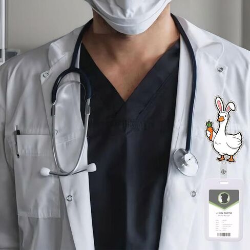 Funny Easter Goose Retractable Badge Reel ID Tag, with Alligator Clip,24in Nylon Cord, Nurse Office Employee Name Badge in Saudi Arabia