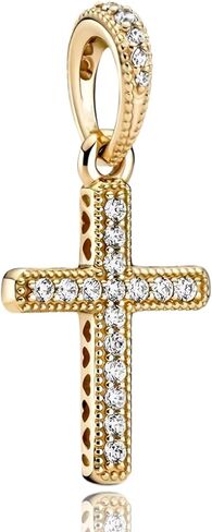 Gold Cross Charms for Bracelets 925 Sterling Silver Dangle Pendants Beads Jewelry for Women in Kuwait