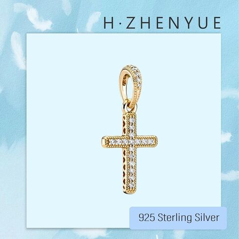 Gold Cross Charms for Bracelets 925 Sterling Silver Dangle Pendants Beads Jewelry for Women in Kuwait