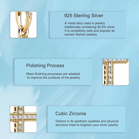 Gold Cross Charms for Bracelets 925 Sterling Silver Dangle Pendants Beads Jewelry for Women in Kuwait