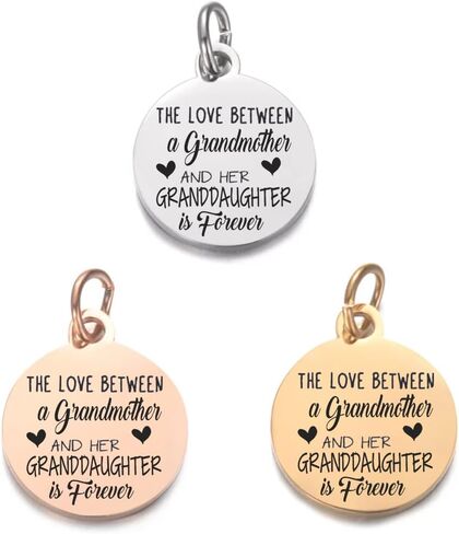 Love Between Grandmother And Granddaughter - Grandmother And Granddaughter Charm - Gold - Rose Gold - Silver Charms - Bracelet - Keychain - Necklace - Laser Engraved Charms - Jewelry Supplies in Saudi Arabia