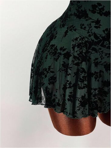 Verdusa Women's Floral Mandarin Collar Dress Ruffle Cut Out Mini Halter Dresses Rave Date Night Outfits in Saudi Arabia