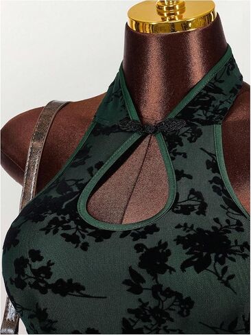 Verdusa Women's Floral Mandarin Collar Dress Ruffle Cut Out Mini Halter Dresses Rave Date Night Outfits in Saudi Arabia