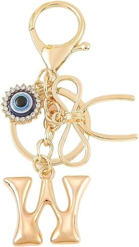 Evil Eye Keychain Gift For Her, Gold Alloy Letter A-Z With Bow, Personalized Charm Women Office Bag Birthday in Saudi Arabia