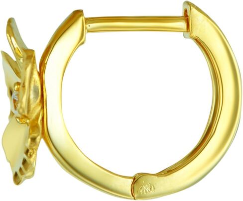 Wellingsale Ladies 14k Yellow Gold Polished CZ Flower Huggies Hoop Earrings in Saudi Arabia