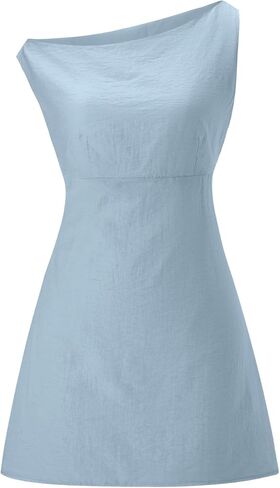 Women's Off The Shoulder Mini Dress Summer Sleeveless A Line Y2k Going Out Dresses in Saudi Arabia