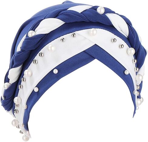 Braid Turban Hats for Women Silky Beaded Caps Chemo Cancer Hijab Headscarf Bandana Headwrap Headwear in Saudi Arabia