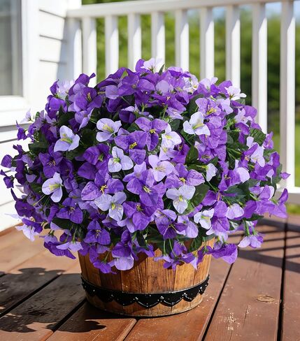 INSPRING زهور الجهنمية الصناعية للديكور الخارجي للربيع في الهواء الطلق، 4 حزم مقاومة للأشعة فوق البنفسجية من النباتات المزيفة الواقعية زهور الحرير للشرفة ونافذة الفناء في الهواء الطلق وحديقة المنزل، باللون الوردي الساخن in Kuwait
