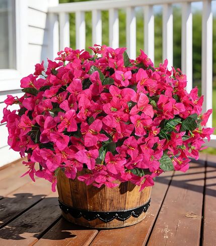 INSPRING زهور الجهنمية الصناعية للديكور الخارجي للربيع في الهواء الطلق، 4 حزم مقاومة للأشعة فوق البنفسجية من النباتات المزيفة الواقعية زهور الحرير للشرفة ونافذة الفناء في الهواء الطلق وحديقة المنزل، باللون الوردي الساخن in Kuwait