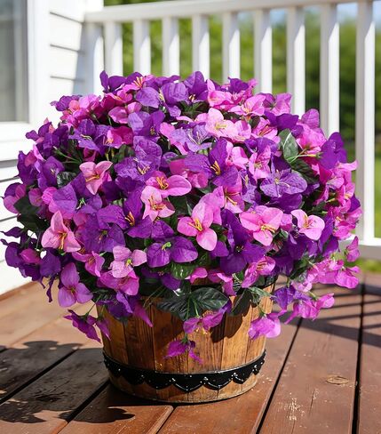 INSPRING زهور الجهنمية الصناعية للديكور الخارجي للربيع في الهواء الطلق، 4 حزم مقاومة للأشعة فوق البنفسجية من النباتات المزيفة الواقعية زهور الحرير للشرفة ونافذة الفناء في الهواء الطلق وحديقة المنزل، باللون الوردي الساخن in Kuwait