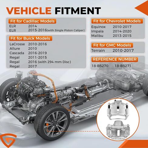 طقم فرجار الفرامل الأمامية يمين + مجموعة يسار مع دعامة 18-B5271 18-B5270 متوافقة مع Chevy Equinox Malibu Terrain LaCrosse Cascada 2010-2020 لمنصات الفرامل مقاس 5.17 بوصة (مجموعة من 2) in Kuwait