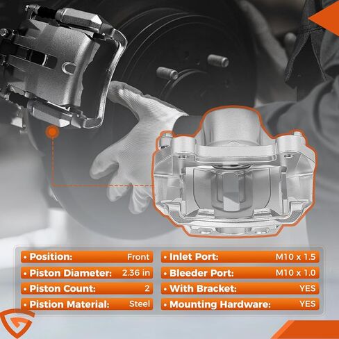 طقم فرجار الفرامل الأمامية يمين + مجموعة يسار مع دعامة 18-B5271 18-B5270 متوافقة مع Chevy Equinox Malibu Terrain LaCrosse Cascada 2010-2020 لمنصات الفرامل مقاس 5.17 بوصة (مجموعة من 2) in Kuwait