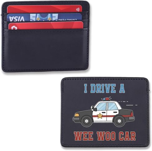 ENSIANTH Policeman Card Holder I Drive A Wee Woo Car Gift Funny Police Car-Cop Law Enforcement Leather Wallet Patriotic Gift (Wee Woo Car CH) in Saudi Arabia