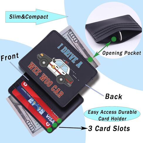 ENSIANTH Policeman Card Holder I Drive A Wee Woo Car Gift Funny Police Car-Cop Law Enforcement Leather Wallet Patriotic Gift (Wee Woo Car CH) in Saudi Arabia