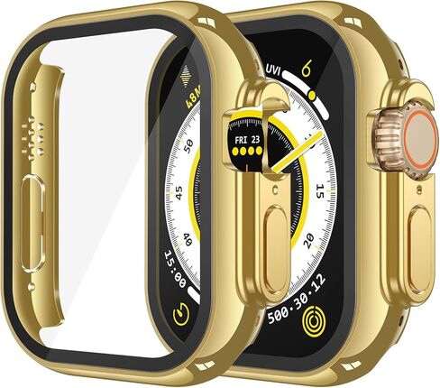 حافظة Misxi من الزجاج المقوى مكونة من قطعتين متوافقة مع Apple Watch Series 10 (2024) 46 مم، واقي شاشة صلب من البولي كربونات للحماية الشاملة وغطاء خفيف الوزن ورفيع للغاية مقاوم للخدش لساعة iWatch، أسود ساتان in Kuwait