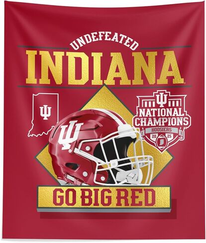 شمال غرب 2025 NCAA College Football National Champions Indiana Hoosiers مطبوعة على الحائط معلقة نسيج، 34 × 40 بوصة، نسيج بوليستر منسوج، فن زخرفي للمروحة لغرفة النوم والمكتب وغرفة المعيشة in Saudi Arabia
