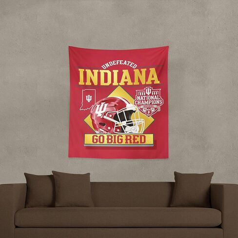 شمال غرب 2025 NCAA College Football National Champions Indiana Hoosiers مطبوعة على الحائط معلقة نسيج، 34 × 40 بوصة، نسيج بوليستر منسوج، فن زخرفي للمروحة لغرفة النوم والمكتب وغرفة المعيشة in Saudi Arabia
