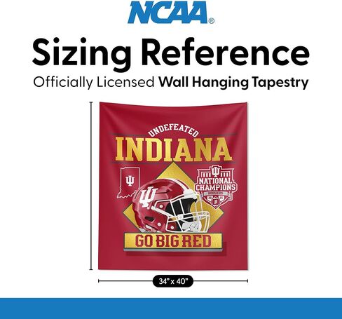 شمال غرب 2025 NCAA College Football National Champions Indiana Hoosiers مطبوعة على الحائط معلقة نسيج، 34 × 40 بوصة، نسيج بوليستر منسوج، فن زخرفي للمروحة لغرفة النوم والمكتب وغرفة المعيشة in Saudi Arabia