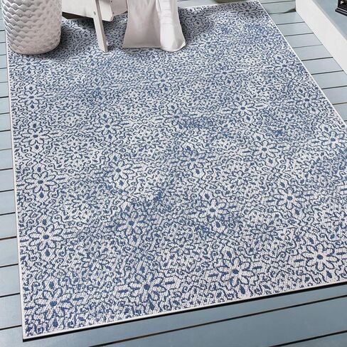 Rugshop Contemporary Flowers Weather Resistant Indoor/Outdoor Runer Rug 2' x 7' Yellow in Saudi Arabia
