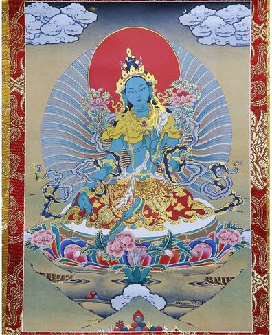 Gandhanra Green Tara Thangka Tibetan Thangka Art - نسيج بوذا المختوم الساخن لديكور منزل Zen، والتأمل، والاسترخاء الروحي، والسلام in Kuwait