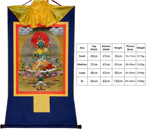 Gandhanra Green Tara Thangka Tibetan Thangka Art - نسيج بوذا المختوم الساخن لديكور منزل Zen، والتأمل، والاسترخاء الروحي، والسلام in Kuwait