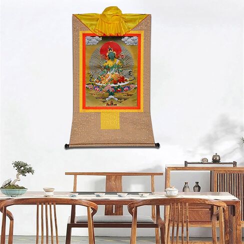 Gandhanra Green Tara Thangka Tibetan Thangka Art - نسيج بوذا المختوم الساخن لديكور منزل Zen، والتأمل، والاسترخاء الروحي، والسلام in Kuwait