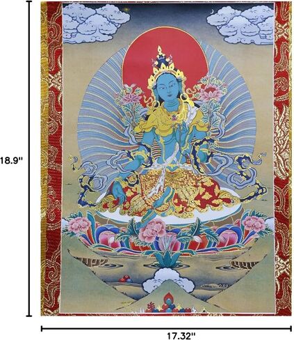 Gandhanra Green Tara Thangka Tibetan Thangka Art - نسيج بوذا المختوم الساخن لديكور منزل Zen، والتأمل، والاسترخاء الروحي، والسلام in Kuwait