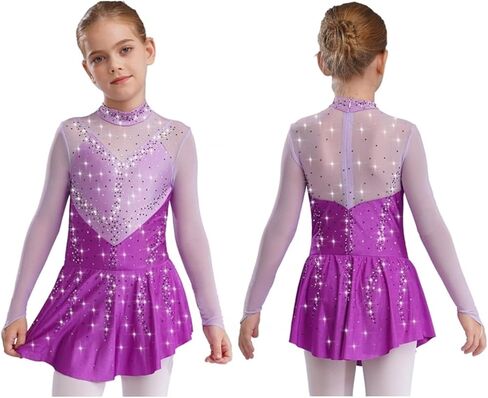Kids Girls Figure Skating Dance Dresses with Shiny for Lyrical Modern Dance Competition and Stage Performance in Saudi Arabia