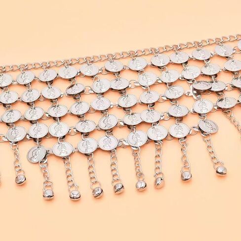 Belly Dance Hip Scarf Belt, Coin Belly Chain Skirt, Coins Waist Chain Outfit for Dance Training Halloween Costume Accessory in Saudi Arabia