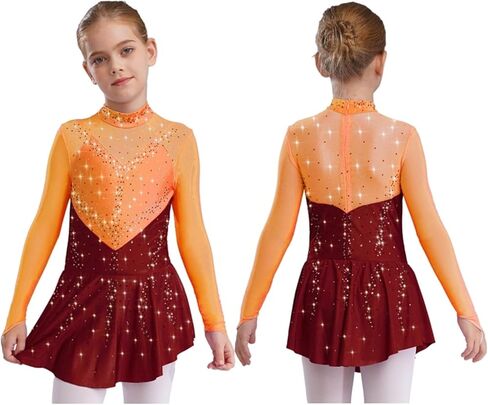 Kids Girls Figure Skating Dance Dresses with Shiny for Lyrical Modern Dance Competition and Stage Performance in Saudi Arabia