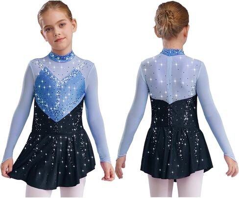 Kids Girls Figure Skating Dance Dresses with Shiny for Lyrical Modern Dance Competition and Stage Performance in Saudi Arabia