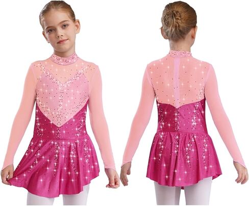 Kids Girls Figure Skating Dance Dresses with Shiny for Lyrical Modern Dance Competition and Stage Performance in Saudi Arabia