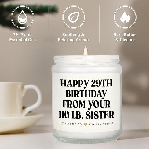 Sister Birthday Gifts, Funny Sister Gifts from Sisters Brother- Lavender Natural Soy Wax Candle- Birthday Gift for Sister, Happy 29th Bday from Your 110 lb Sis(7oz) in Kuwait