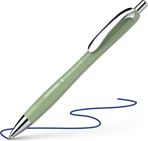 Schneider Limited Trend Edition Slider Rave XB (Extra Broad) Ballpoint Pen, Refillable + Retractable, 1.4 mm, Special Assortment Barrels, Blue Ink, Promo Box of 4 Pens (132684) in Saudi Arabia