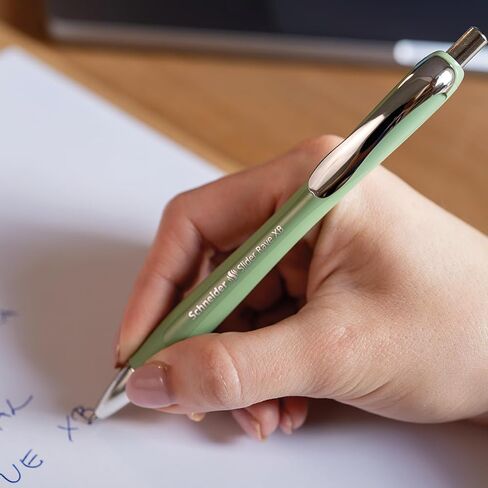 Schneider Limited Trend Edition Slider Rave XB (Extra Broad) Ballpoint Pen, Refillable + Retractable, 1.4 mm, Special Assortment Barrels, Blue Ink, Promo Box of 4 Pens (132684) in Saudi Arabia