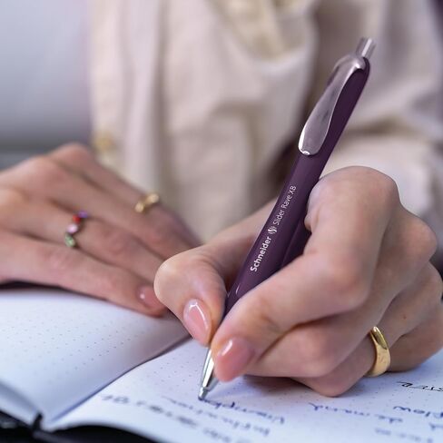 Schneider Limited Trend Edition Slider Rave XB (Extra Broad) Ballpoint Pen, Refillable + Retractable, 1.4 mm, Special Assortment Barrels, Blue Ink, Promo Box of 4 Pens (132684) in Saudi Arabia
