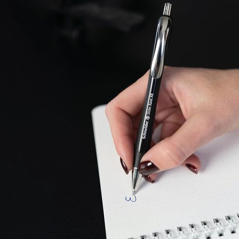 Schneider Limited Trend Edition Slider Rave XB (Extra Broad) Ballpoint Pen, Refillable + Retractable, 1.4 mm, Special Assortment Barrels, Blue Ink, Promo Box of 4 Pens (132684) in Saudi Arabia